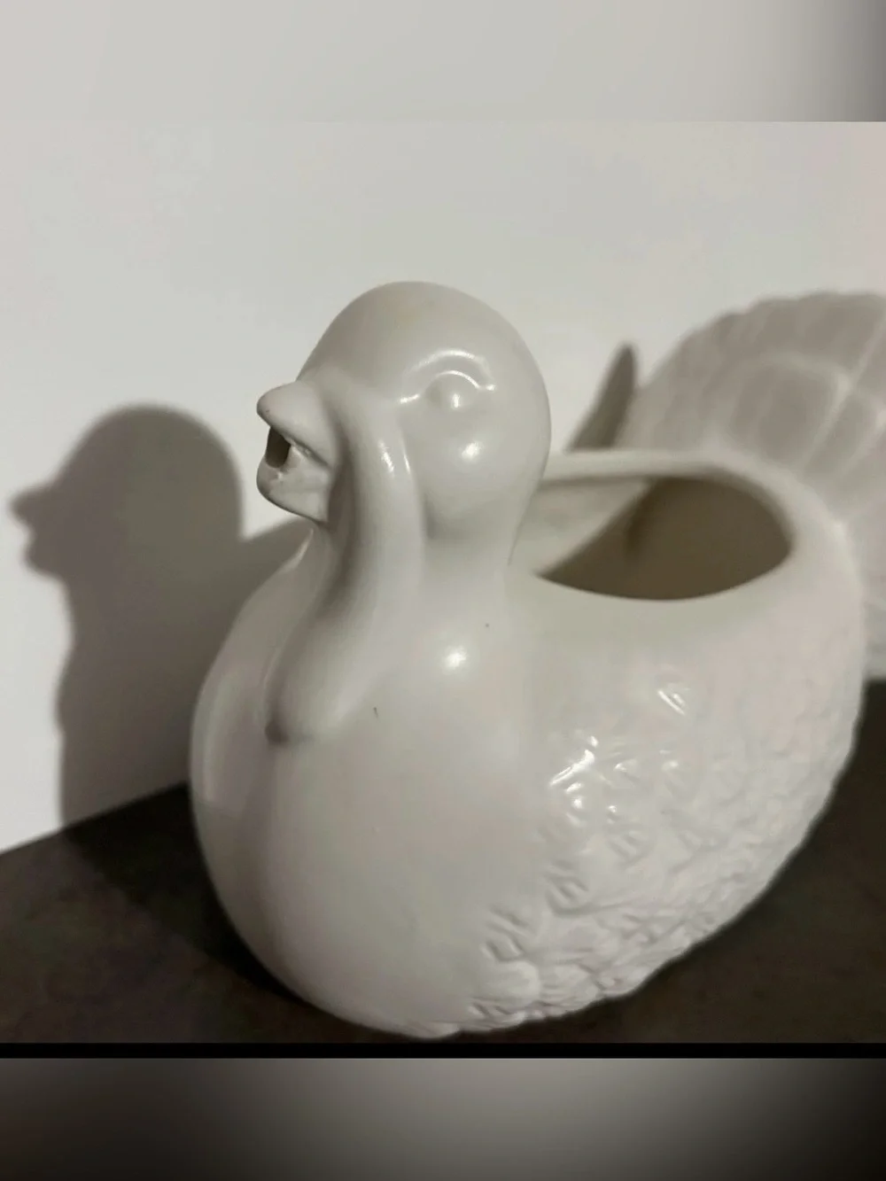 Vintage White Ceramic Turkey Gravy Boat Thanksgiving Fall Serveware Farmhouse